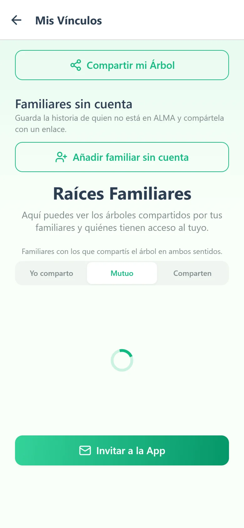 My Connections screen with relatives without an account