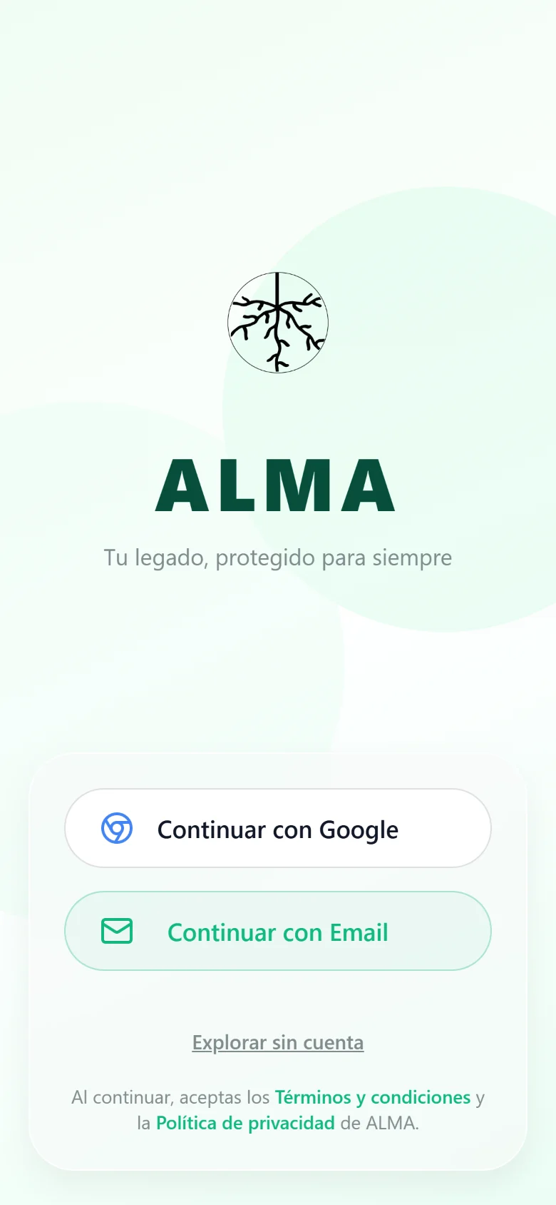 ALMA sign-in screen